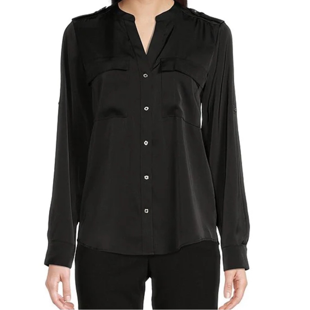 Simple sleek black button up CK Calvin Klein like new